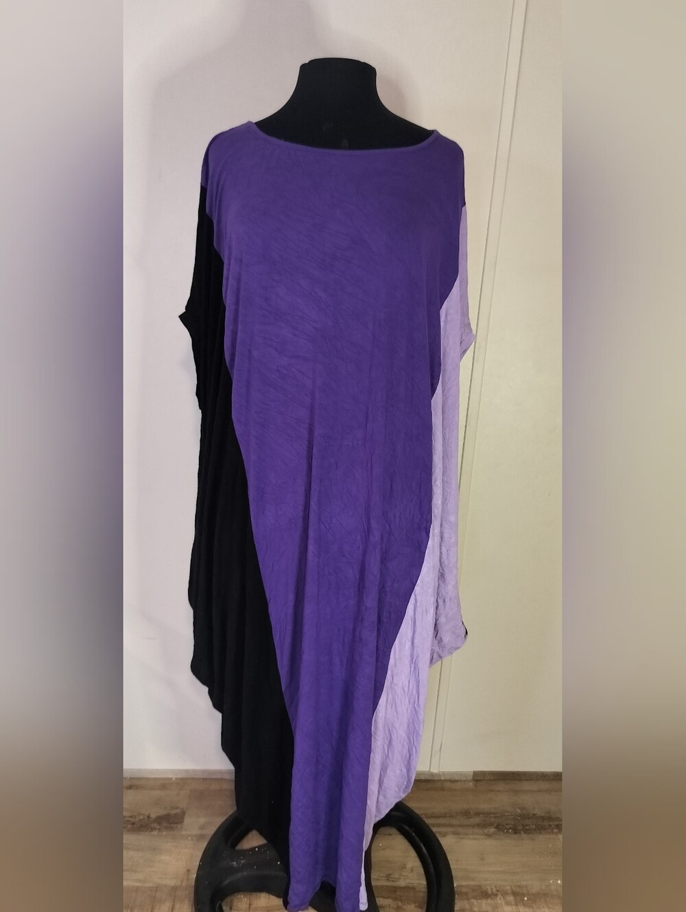 New York & Company Purple and Black Asymmetrical Colorblock Dress